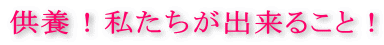 供養、私たちができること